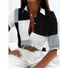 Camicia Casual a Contrasto Occidentale con Collo a Revers Larga per il Pendolarismo