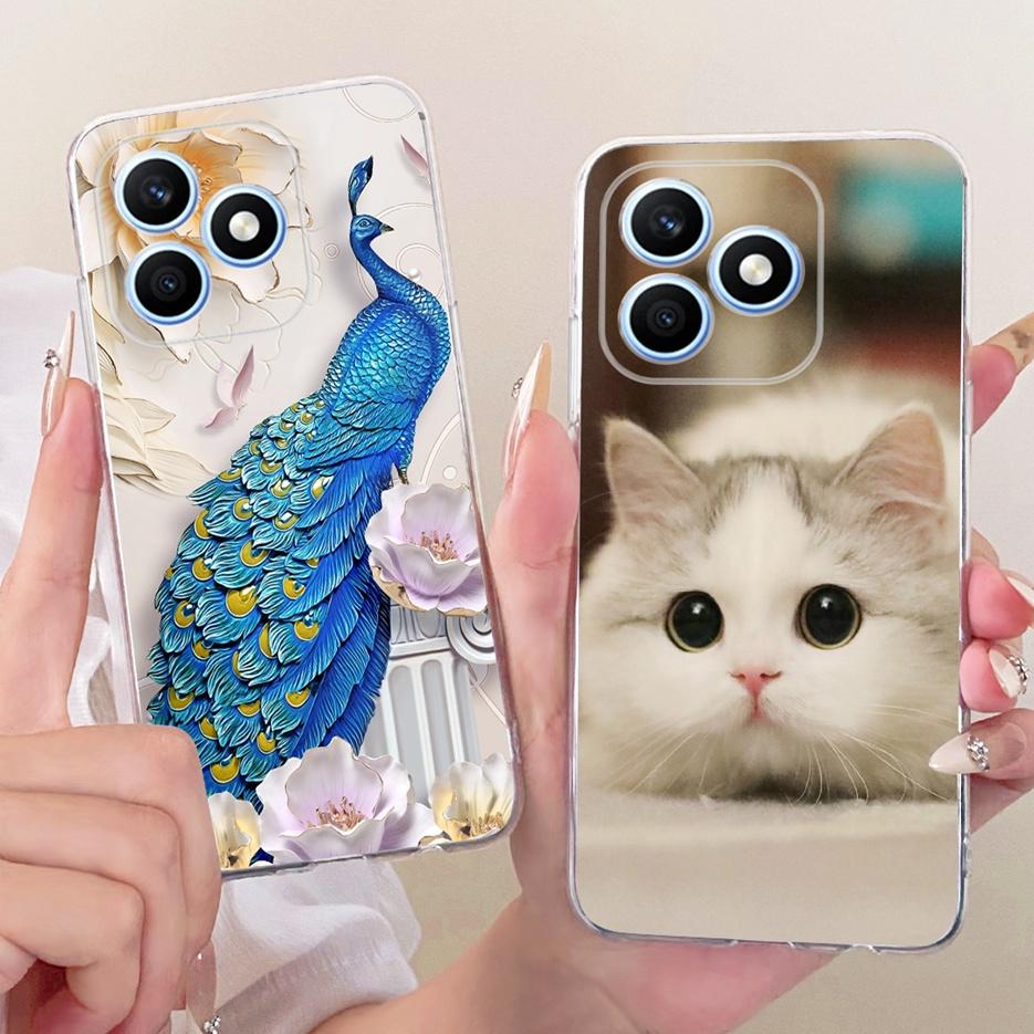 For Honor X8d 4G Case Cute Cat Luxury Flowers Painted Cover Soft Slim Phone Case For Honor X8d X 8d HonorX8d 4G Back Cover Coque