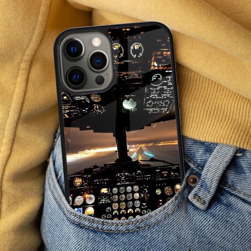 Cool Airplane Cockpit Soft Phone Case for iPhone 17 Air 16e Pro max 15 Pro 13 14 Plus 11 12 MagSafe Magnetic Coque