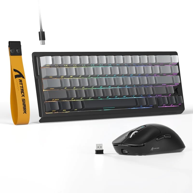 

ATTACK SHARK Rapid Trigger Fast Wired 8KHZ Gaming Keyboard and Mouse Set with Adjustable Compact Gaming PBT RGB PAW3395 Compatible with Windows and