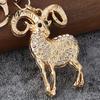 Rhinestone Goat Charm Sparkling Keychain, Golden Plated Key Ring for Men Animal Chain Women, Decorative Keychain Car Keys Handbags Backpacks