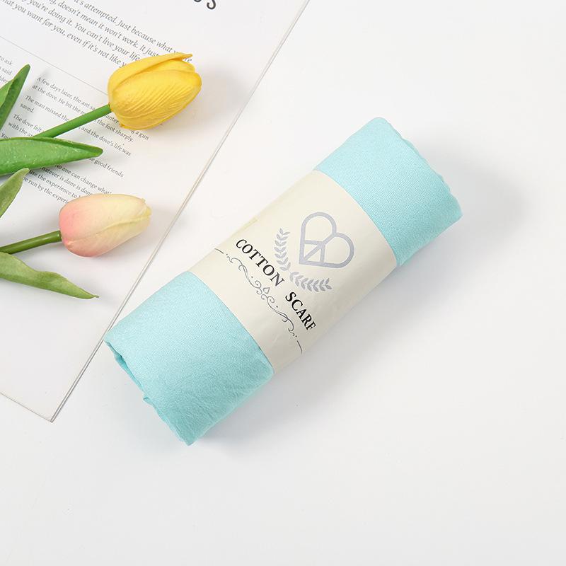 Autumn and winter new micro-elastic crumpled cotton blended long towel right angle lock edge polyester headscarf hot-selling solid color scarf