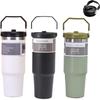 30 Oz Stainless Steel Thermos Mug Tritan Material Double Layer Vacuum Insulation Tape Handle, Perfect for Iced and Hot Drinks