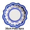 Chinese Style Blue and White Porcelain Paper Plates Cups Party Baby Shower Wedding Birthday Children Disposable Tableware Dish