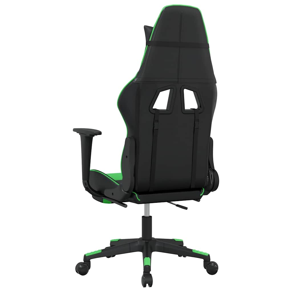 Vidaxl Massage Gaming Chair With Footrest, Black-Green, Eco-Leather