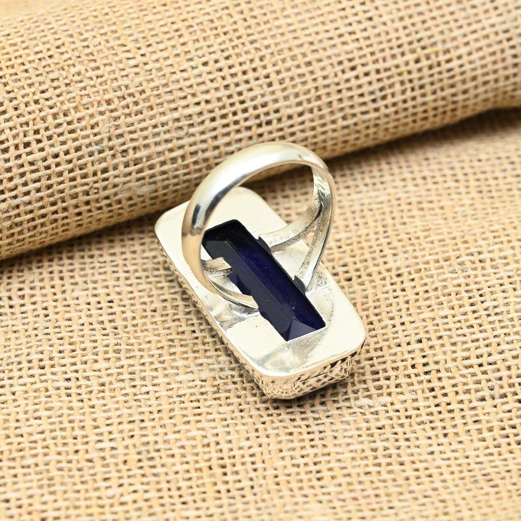 Očarujúci modrý zafírový prsteň s laboratórne vytvoreným drahokamom 925 z masívneho mincového striebra