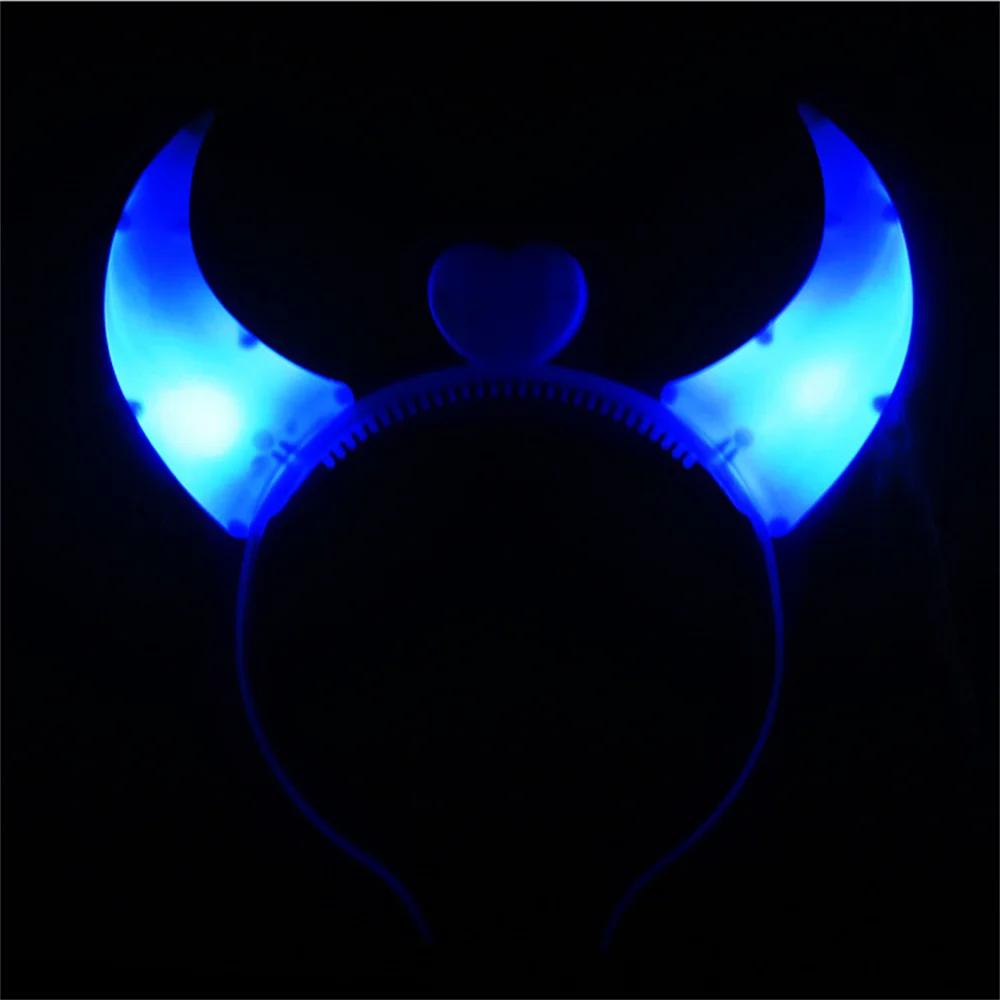 LED Devil Horn Light Up Headband Glowing Devil Horn Headwear Halloween Christmas Party Cosplay Glow Decor Prop Hair Accessories
