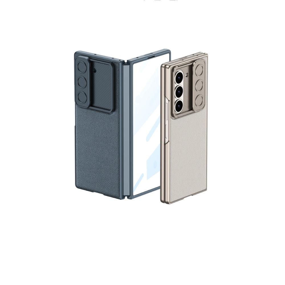 Luxury PU Leather Hard PC Shockproof Phone Cover for Samsung Galaxy Z Fold 6 5 4 Case with Screen Protector Camera Protection