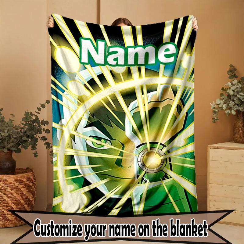 Custom Name Personalized Ben 10 Cartoon Print Blanket, Home Decor, Bedroom, Sofa, Camping, Couch, Gifts for Birthday ChristmasEnthusiasts