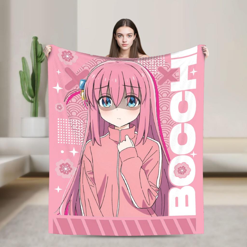 IKUYO KITA Bocchi The Rock Blanket Fleece Summer Multi-function Super Warm Throw Blankets for Home Couch Bedspread