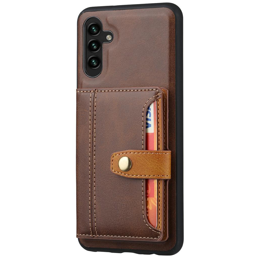 For Samsung Galaxy S25 Case Calf Texture Card Holder PU Leather + TPU Kicsktand Phone Cover