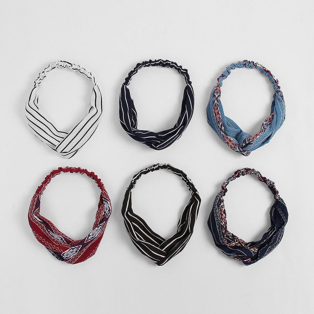 Women's Twisted Bandana Hairband 6-piece Set Headband Pattern Bandana
