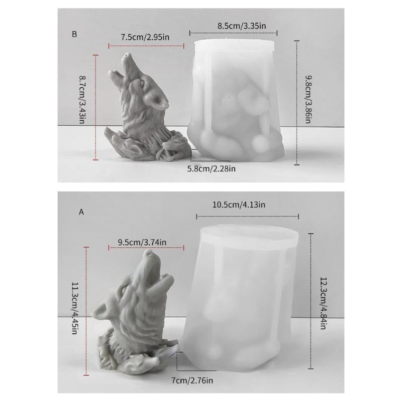 Wolf Head Silicone Candle Mold DIYs Animal 3D Plaster Resin Ornament Molds Home Decoration Crafts Gift for Enthusiasts