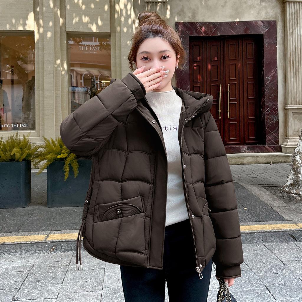 Women’s Short Hooded Windproof Thicken Warm Winter Jacket With Raglan Sleeves