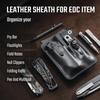 KeyUnity KL01 EDC Leather Small EDC Pocket Organizer for EDC Tool Durable Genuine EDC Sleeve for Outdoor Black Knives Pocket, Pouch, Men, 3-Pouch Bag,