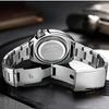 Mens Vintage Watch Steel Quartz Analog Wrist Watch Wateproof Rotating Bezel Wave Orange Dial Dress Watch for Men