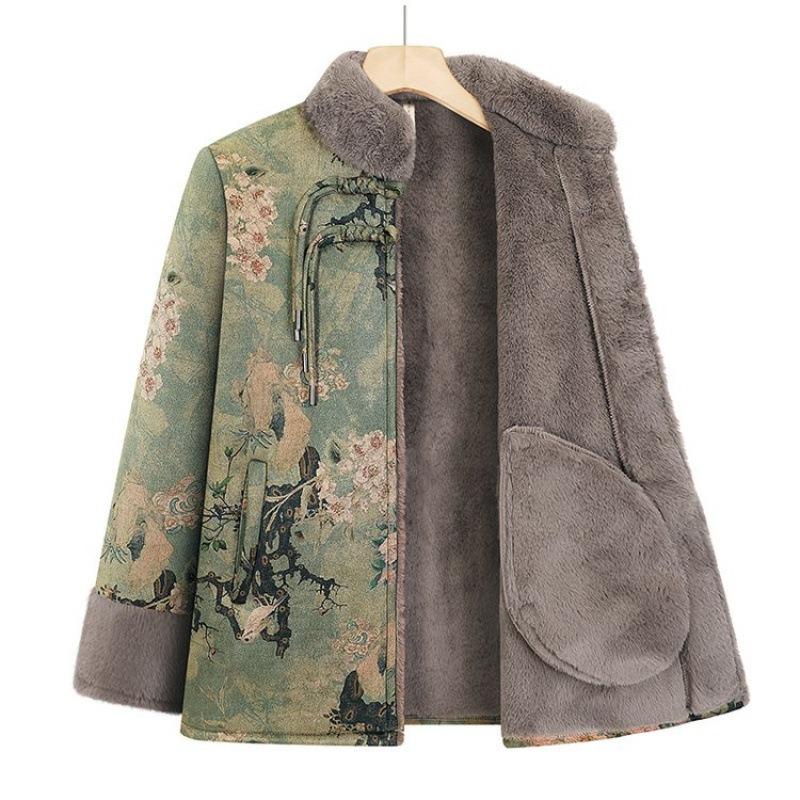 Autumn and winter large size velvet thickened cotton clothes jacket women's new thermal clothes