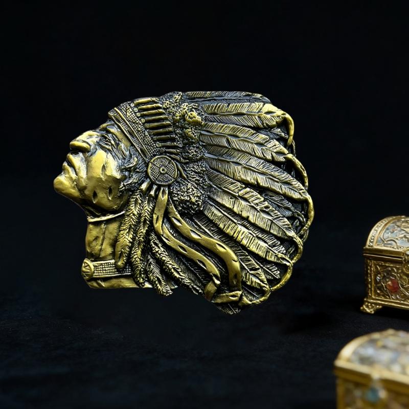 Western Styles Belt Buckle with Indian Tribal Pattern For Casual And Formal Wear Women Men Unisex Belt Clasp Accessory