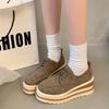 Platform Shoes Lace Up Comfort Wedges Shoes for Women Casual Med High Heels Outdoor Solid Color Women Shoes Zapatos De Mujer