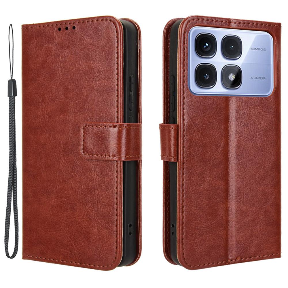 For Xiaomi Redmi K70 Ultra Phone Stand Case Crazy Horse Texture PU Leather Cover Wallet