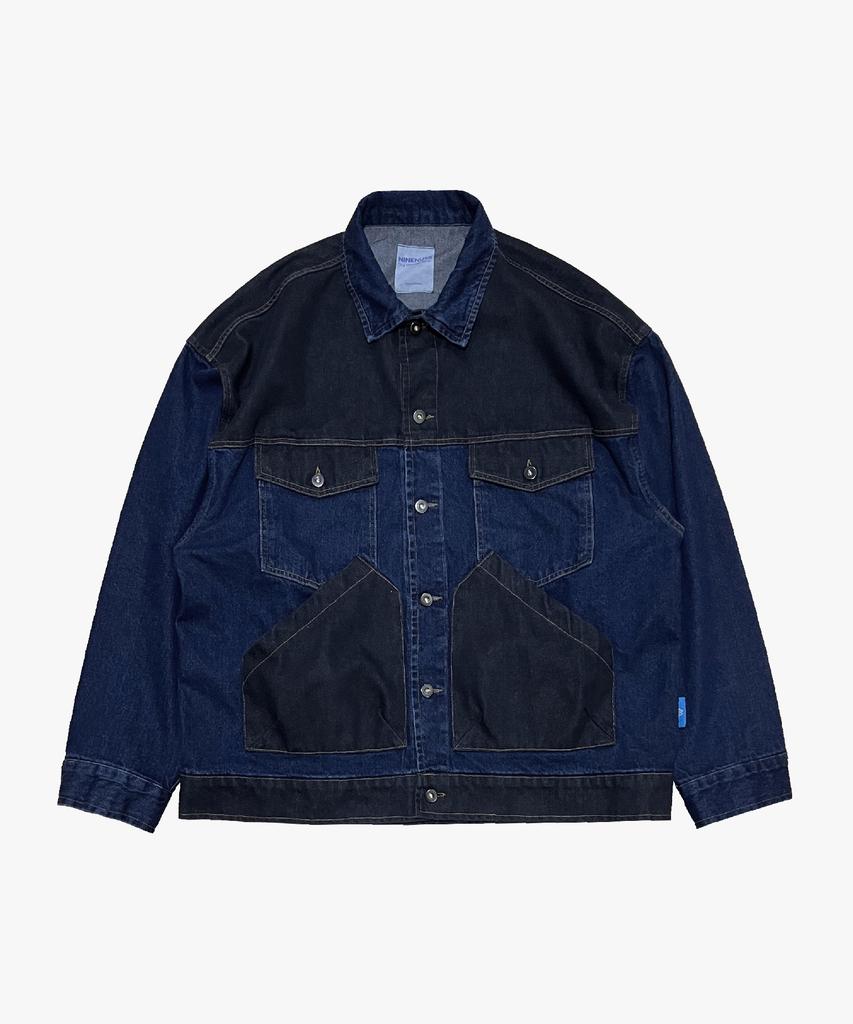 Ninenuts Panel Mix Denim Trucker Jacket_Blue