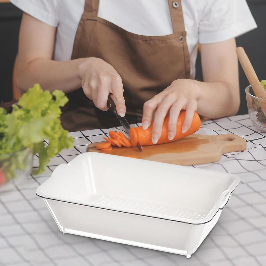 Drain Basin and Basket, Pasta Strainer, Colander Bowl Set for Spaghetti Vegetables Cleaning