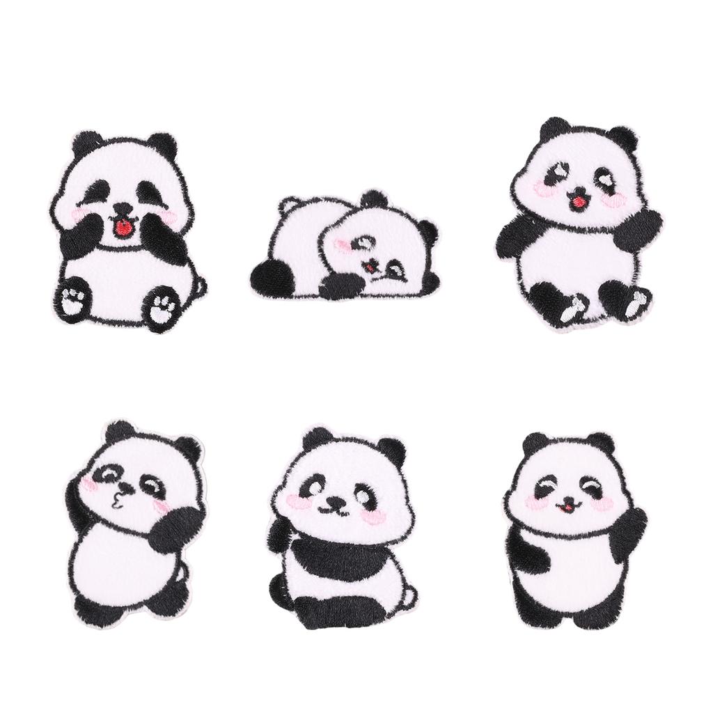 6pcs Panda Patch Selfadhesive Badges Patch Sticker No Sewing For Clothing Hat Accessories Decoration For Craft Lovers