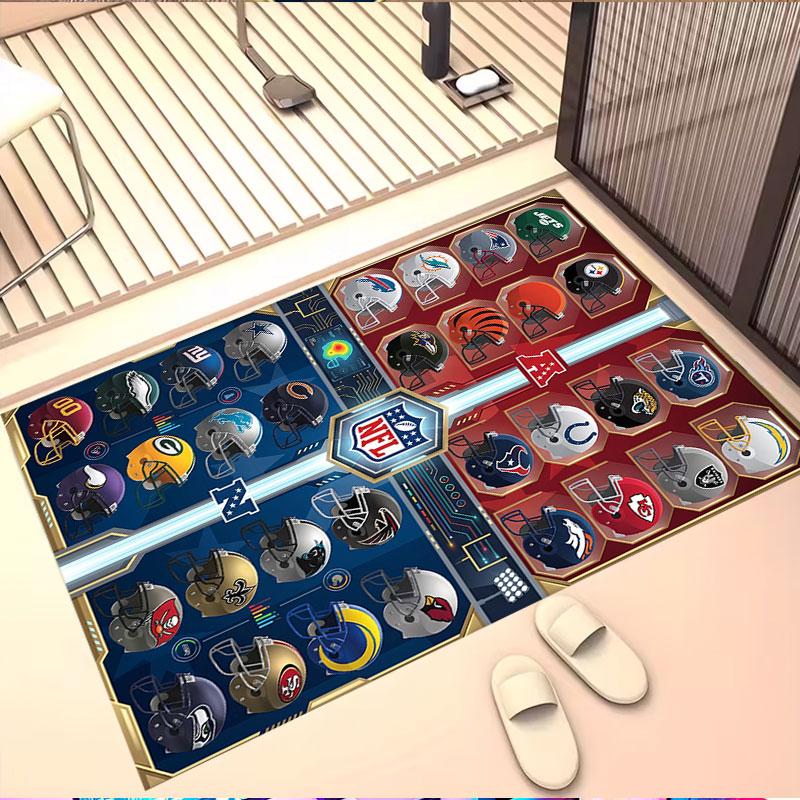 NFL Print Rug, Washable Floor Carpet, For Entryway Dorm Laundry Room Office Study, Home Decor Birthday Christmas Gift