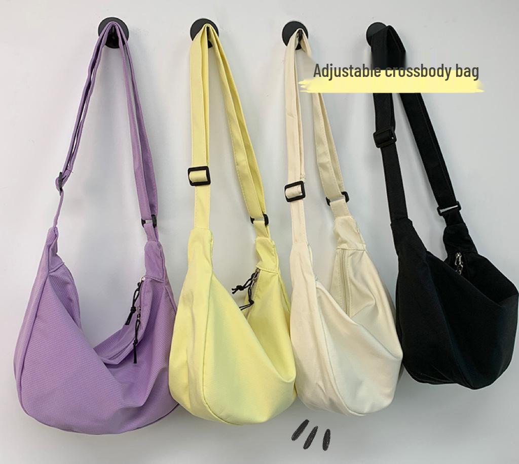 Korean-Style Harajuku Minimalist Waffle Pattern Crossbody Dumpling Bag