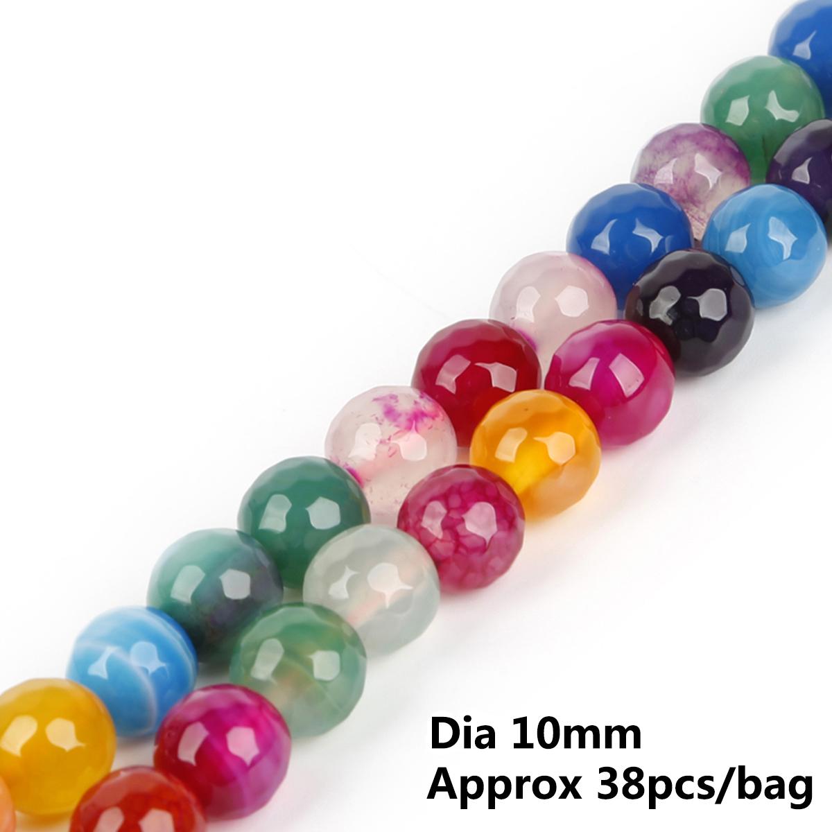 

7-колірні грановані смугасті агатові намистини, сині, фуксія, фіолетові, на нитці 15” для DIY браслета-підвіски 10mm 38pcs різнокольоровий