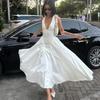 Hot-selling New Solid Color Sexy Deep V Hollow Neck Temperament Pendulum Skirt Edge Dress Women's Clothing