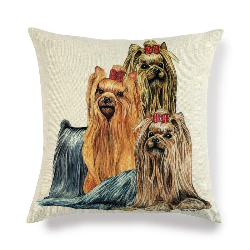 45cm*45cm Yorkshire dog  linen throw pillow covers couch cushion cover home decorative pillow covers