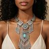 Bohemian Choker Collar Necklace Vintage Tassel Statement for Women Jewelry Accessory