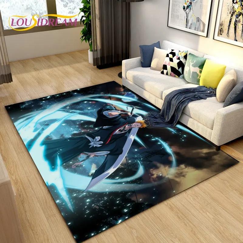 Bleach Japan Anime Cartoon Area Tapete Grande, Tapete de Carpete para Sala de Estar Quarto Sofá Capacho Decoração, Tapete de Piso Antiderrapante para Brincar de Criança