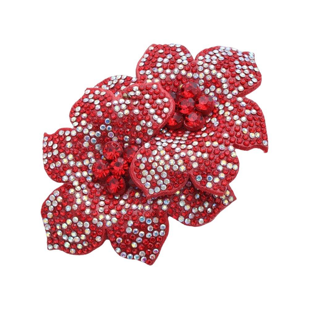 Sparkling Flower Brooch Fabrics 3D Rose Brooch Fabrics Headband Accessories Fabrics красный