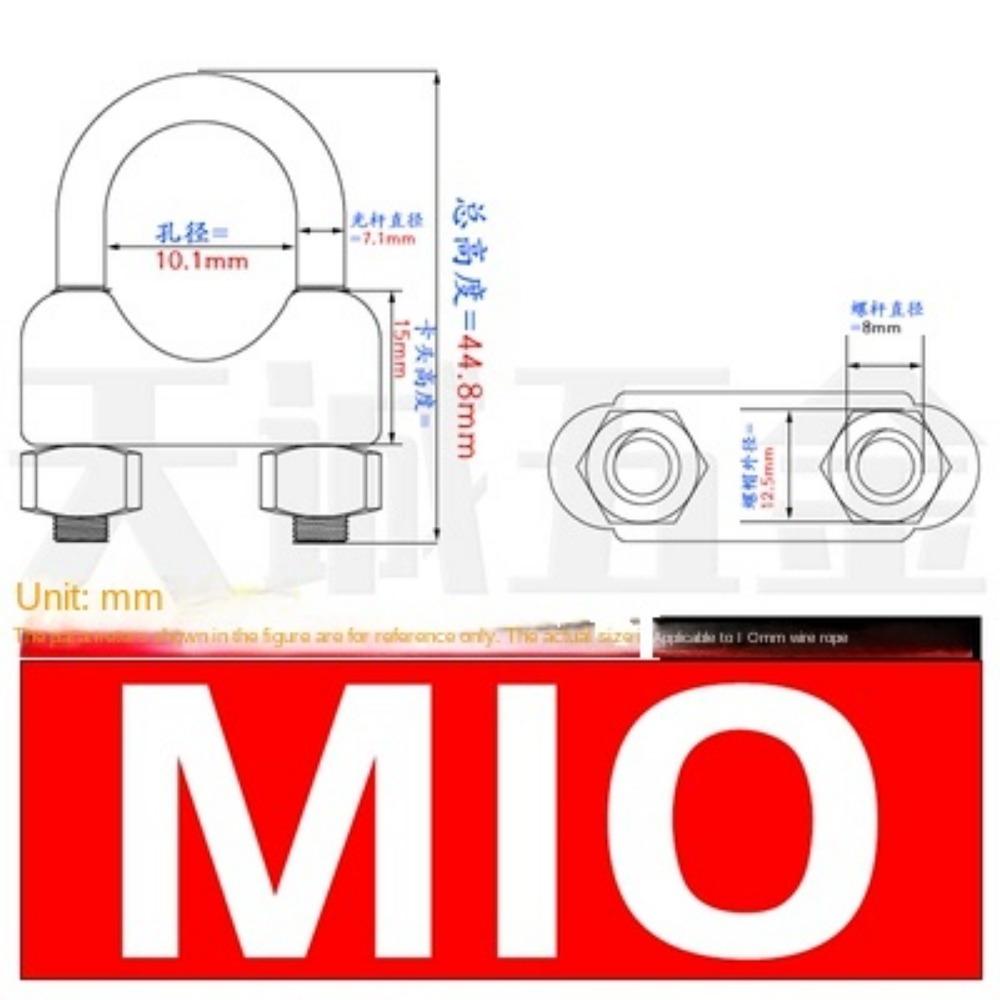 10 PCS Silver A2 Stainless Steel U-Bolt Type Wire Rope Clip M2 M3 M4 M5 M6 M8 M10 M12mm Clamp Bolt Household Hardware Working