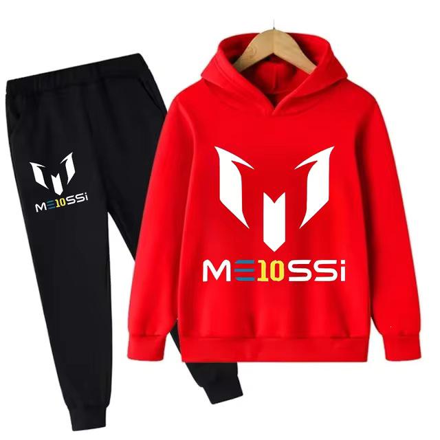 Kids' Messi Football Hoodie & Pants Set - 2-Piece Casual Sportswear for Boys & Girls, Spring & Autumn