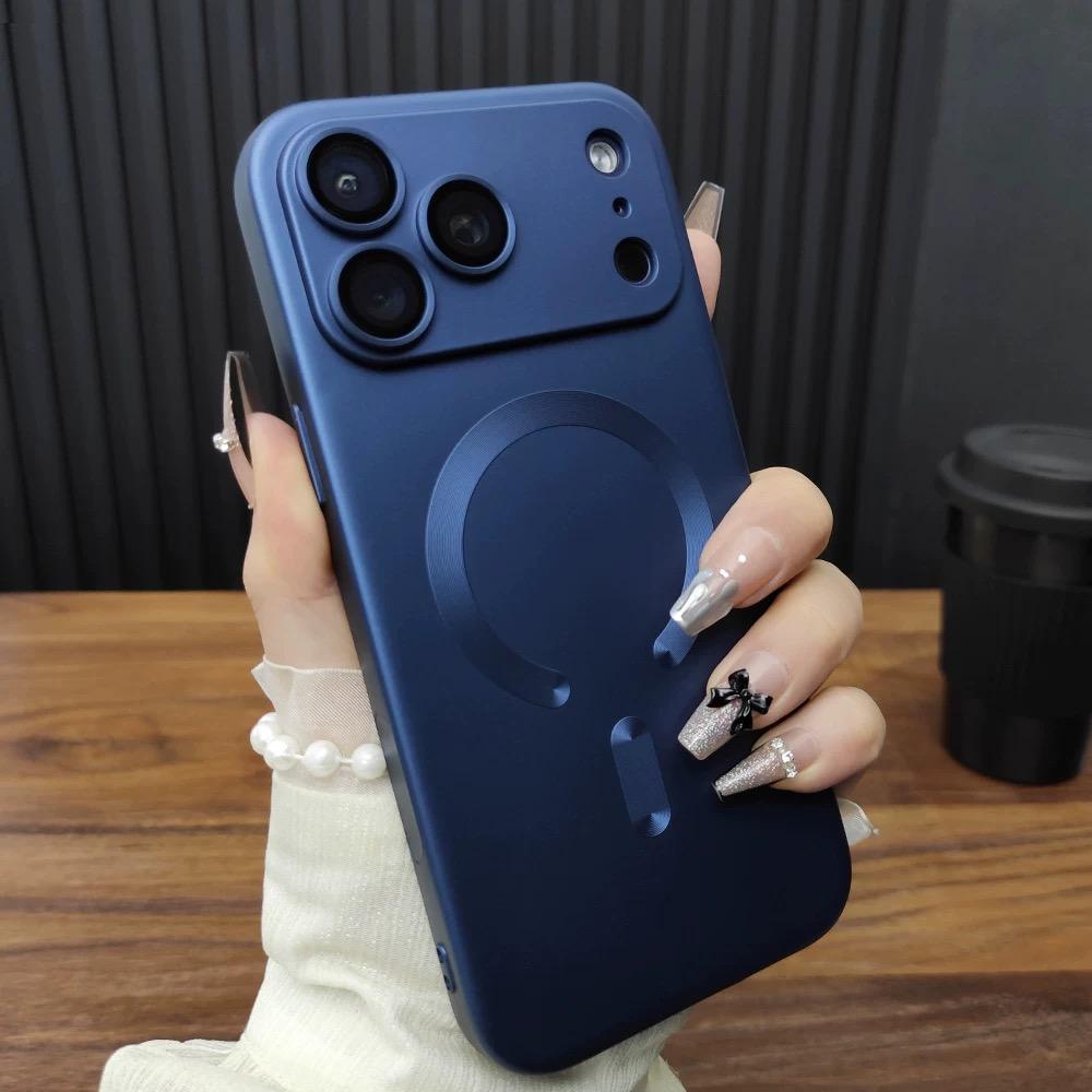  For Magsafe Magnetic Charging Case For iPhone Air 17 16 15 14 13 12 11 Pro Max Plus Glass Lens Protection Frosted Cover