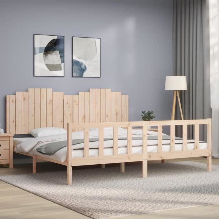 VidaXL Bed Frame with Headboard 200x200 Cm Solid Wood 3192316