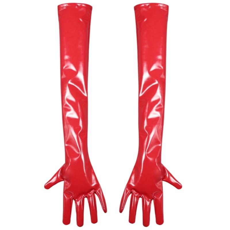 Women Long PU Leather Gloves Evening Party Costume PU Leather Cosplay Dress Accessories Halloween Gift