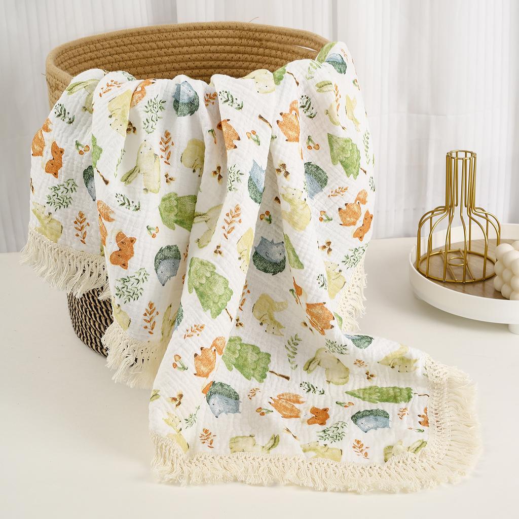 Muslin Baby Swaddle Blanket Cotton Tassel Receiving Blanket for Newborn Baby Items Bedding Swaddle Wrap Babies Stroller Cover
