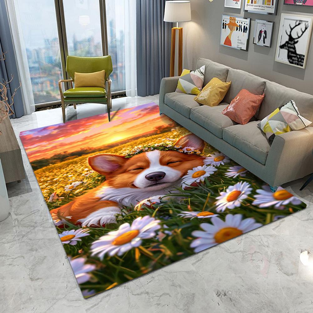 

Милий золотистий собака посмішка килим мультфільм вітальня спальня кухня диван вхідний килимок нековзкий миючий кавайний декоративний килимок 50X80CM