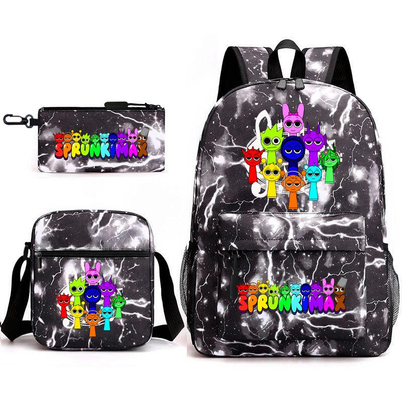 

Anime Cartoon Backpack Sprunki Large Capacity Primary School Student Schoolbag Satchel Pencil Case Backpack