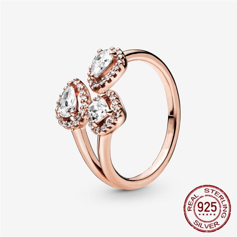 

Color Geometric Open Finger Ring Pav Éartificial Gemstone Rose Gold Color Elegant Luxurious Ladies Rings Event Gathering Banquet 9 розового золота