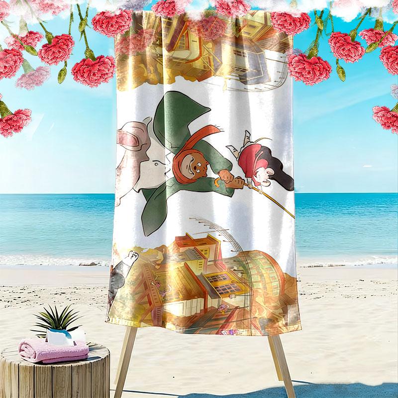 Ernest & Celestine Poster Print Beach Towel, Large Soft Quick Dry Towel for Beach Camping Swimming