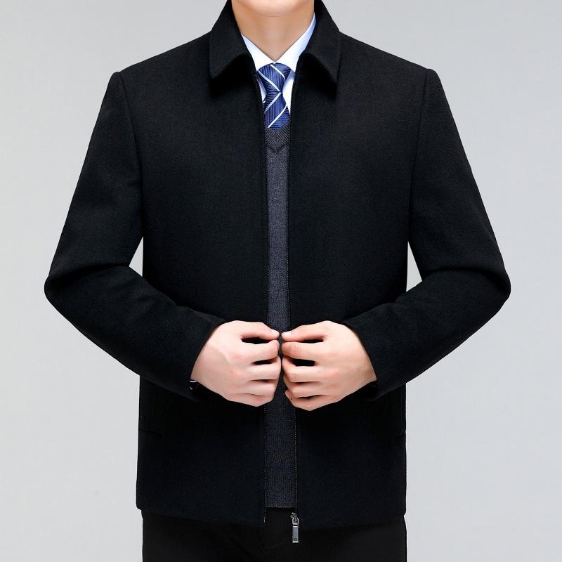Cashmere Jacket Men's Short Coat Removable Down Liner Middle-aged and Elderly Woolen Woolen Coat Dad's Top