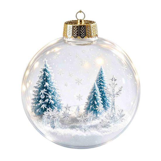 Glowing Tree Decorations Christmas Story Ornament, Mini Holiday Scene In Ball Hanging Decoration, Gift for Friends Light Up Acrylic Clear Pendant Xmas