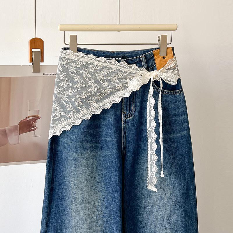 2026 Spring Lace Triangle Scarf and Skirt Set - Fashionable Tie-up Mid-length Layering Ensemble