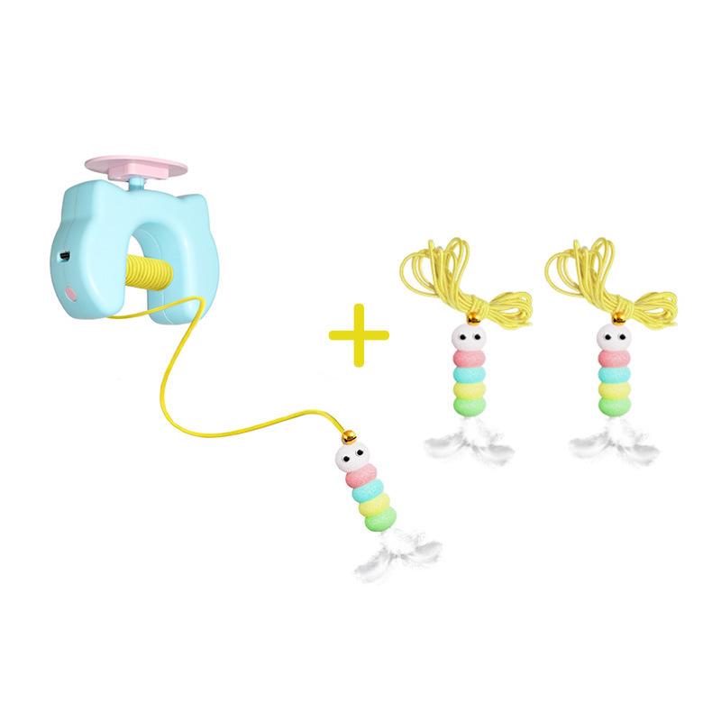 Funny Pet Kitten Self Play Intelligent Hanging Feather Bell Automatic Lifting Lowering Swing Pet Self -Hi Elastic Rope Toys