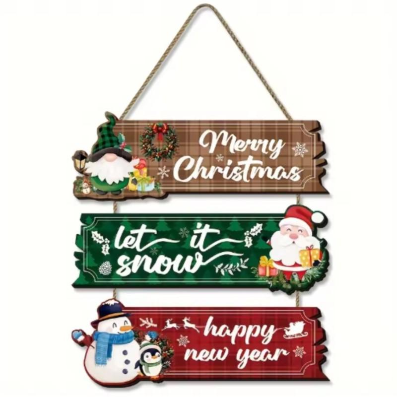 1D Flat Decoration, 1 Set of 1pcs 1D Flat Christmas Ornament Hanging Set | Includes Santa Claus, Snowman, and Reindeer Designs